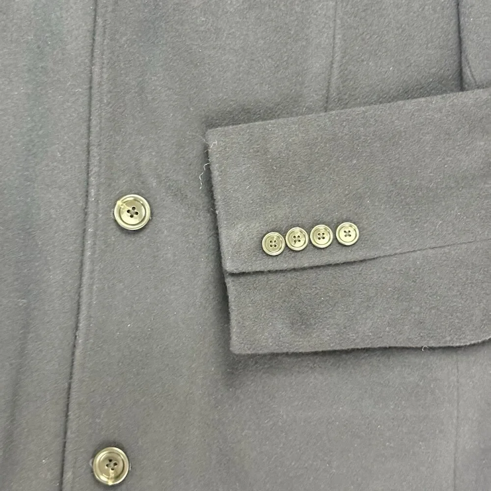 J CREW Ludlow Topcoat Wool Cashmere Men 42L Navy Blue Coat Overcoat Classic